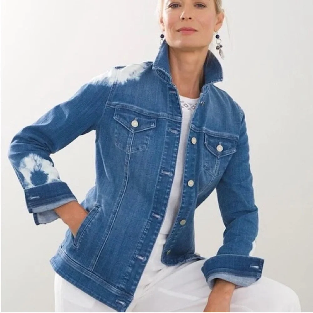 🆕CHICO’S 💙Tie Dye Comfy Denim Jacket - Picture 5 of 16